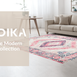 Ultra Soft Area Rug, Non Slip, Stain Resistant, Washable Area Rugs for Living Room, Bedroom, Delicate Blush Tiled Arrangement(Pink)
