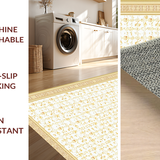 Ultra Soft Area Rug, Non Slip, Stain Resistant, Washable Area Rugs for Living Room, Bedroom, Rustic Textured Floral Embellishment(Beige)