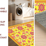 Ultra Soft Area Rug, Non Slip, Stain Resistant, Washable Area Rugs for Living Room, Bedroom, Bright Earthy Mandala Aesthetic(Yellow)