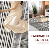 Ultra Soft Area Rug, Non Slip, Stain Resistant, Washable Area Rugs for Living Room, Bedroom, Striped Pattern Area Rug(Black)