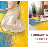 Ultra Soft Area Rug, Non Slip, Stain Resistant, Washable Area Rugs for Living Room, Bedroom, Minimalist Lively Wave Formation(Yellow)