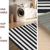 Ultra Soft Area Rug, Non Slip, Stain Resistant, Washable Area Rugs for Living Room, Bedroom, Retro Black & White Striped Rug: Modern Geometric Area Rug(Black)