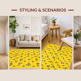 Ultra Soft Area Rug, Non Slip, Stain Resistant, Washable Area Rugs for Living Room, Bedroom, Charming Artful Floral Design(Yellow)