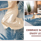 Ultra Soft Area Rug, Non Slip, Stain Resistant, Washable Area Rugs for Living Room, Bedroom, Elegant Grey Floral Arrangement(Blue)