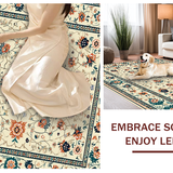 Ultra Soft Area Rug, Non Slip, Stain Resistant, Washable Area Rugs for Living Room, Bedroom, Intricate Floral Boho Display(Beige)