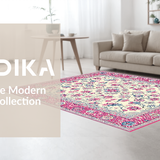 Ultra Soft Area Rug, Non Slip, Stain Resistant, Washable Area Rugs for Living Room, Bedroom, Transitional Vibrant Flower Design(Ivory)