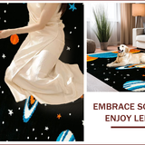 Ultra Soft Area Rug, Non Slip, Stain Resistant, Washable Area Rugs for Living Room, Bedroom, Celestial Multicolor Planetary Display(Black)