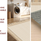 Ultra Soft Area Rug, Non Slip, Stain Resistant, Washable Area Rugs for Living Room, Bedroom, Whimsical Curved Edge Design(Beige)