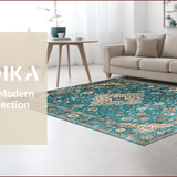 Ultra Soft Area Rug, Non Slip, Stain Resistant, Washable Area Rugs for Living Room, Bedroom, Rustic Vintage Medallion Aesthetic(Blue)