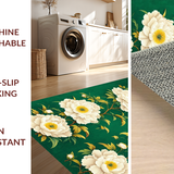 Ultra Soft Area Rug, Non Slip, Stain Resistant, Washable Area Rugs for Living Room, Bedroom, Naturalistic Peony Blossom Style(Green)