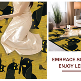 Ultra Soft Area Rug, Non Slip, Stain Resistant, Washable Area Rugs for Living Room, Bedroom, Playful Monochrome Feline Patterns(Yellow)