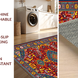 Ultra Soft Area Rug, Non Slip, Stain Resistant, Washable Area Rugs for Living Room, Bedroom, Eclectic Multicolor Textured Weave(Red)