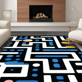 Ultra Soft Area Rug, Non Slip, Stain Resistant, Washable Area Rugs for Living Room, Bedroom, Sleek Bold Lettering Arrangement(Black)