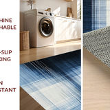 Ultra Soft Area Rug, Non Slip, Stain Resistant, Washable Area Rugs for Living Room, Bedroom, Soft Striped Carpet Ombre Washable Abstract Floor Art(Blue)