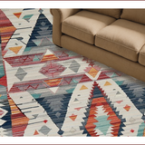 Ultra Soft Area Rug, Non Slip, Stain Resistant, Washable Area Rugs for Living Room, Bedroom, Vibrant Tribal Diamond Motif(Red)
