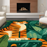 Ultra Soft Area Rug, Non Slip, Stain Resistant, Washable Area Rugs for Living Room, Bedroom, Lively Cartoon Wildlife Pattern(Orange)