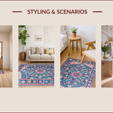 Ultra Soft Area Rug, Non Slip, Stain Resistant, Washable Area Rugs for Living Room, Bedroom, Vibrant Patterned Boho Charm(Blue)