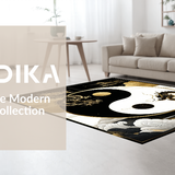 Ultra Soft Area Rug, Non Slip, Stain Resistant, Washable Area Rugs for Living Room, Bedroom, Sophisticated Geometric Yin Yang Fusion(Black)