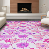 Ultra Soft Area Rug, Non Slip, Stain Resistant, Washable Area Rugs for Living Room, Bedroom, Bright Youthful Floral Fantasy(White)