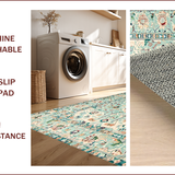 Ultra Soft Area Rug, Non Slip, Stain Resistant, Washable Area Rugs for Living Room, Bedroom, Elegant Pastel Floral Motif(Blue)