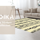 Ultra Soft Area Rug, Non Slip, Stain Resistant, Washable Area Rugs for Living Room, Bedroom, Sophisticated Vintage Soundwave Imagery(Black)