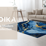 Ultra Soft Area Rug, Non Slip, Stain Resistant, Washable Area Rugs for Living Room, Bedroom, Vibrant Abstract Luxe Statement(Blue)