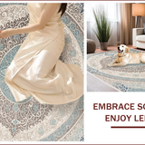 Ultra Soft Area Rug, Non Slip, Stain Resistant, Washable Area Rugs for Living Room, Bedroom, Damask Grey and Teal Office Stain-Resistant Carpet(Beige)
