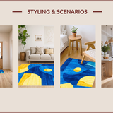 Ultra Soft Area Rug, Non Slip, Stain Resistant, Washable Area Rugs for Living Room, Bedroom, Electric Blue and Yellow Composition(Blue)