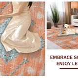 Ultra Soft Area Rug, Non Slip, Stain Resistant, Washable Area Rugs for Living Room, Bedroom, Transitional Soft Beige Layered Patterns(Orange)