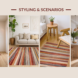 Ultra Soft Area Rug, Non Slip, Stain Resistant, Washable Area Rugs for Living Room, Bedroom, Artistic Casual Woven Aesthetic(Red)