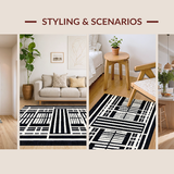 Ultra Soft Area Rug, Non Slip, Stain Resistant, Washable Area Rugs for Living Room, Bedroom, Playful Monochrome Animal Motif(Black)