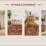 Ultra Soft Area Rug, Non Slip, Stain Resistant, Washable Area Rugs for Living Room, Bedroom, Warm Earthy Minimalist Texture(Red)