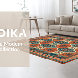 Ultra Soft Area Rug, Non Slip, Stain Resistant, Washable Area Rugs for Living Room, Bedroom, Rustic Tribal Diamond Aesthetic(Red)