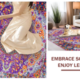 Ultra Soft Area Rug, Non Slip, Stain Resistant, Washable Area Rugs for Living Room, Bedroom, Artistic Retro Tiled Aesthetic(Purple)
