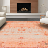 Ultra Soft Area Rug, Non Slip, Stain Resistant, Washable Area Rugs for Living Room, Bedroom, Cozy Orange and Gray Medallion(Orange)
