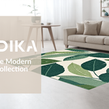 Ultra Soft Area Rug, Non Slip, Stain Resistant, Washable Area Rugs for Living Room, Bedroom, Elegant Leaf Motif Aesthetic(Green)