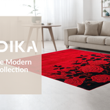 Ultra Soft Area Rug, Non Slip, Stain Resistant, Washable Area Rugs for Living Room, Bedroom, Vibrant Rustic Rose Motif(Red)