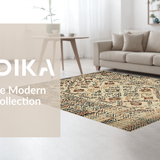 Ultra Soft Area Rug, Non Slip, Stain Resistant, Washable Area Rugs for Living Room, Bedroom, Modern Linear Trellis Composition(Beige)