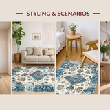 Elegant Floral Distressed Motif(Blue)