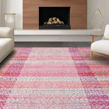 Ultra Soft Area Rug, Non Slip, Stain Resistant, Washable Area Rugs for Living Room, Bedroom, Soft Pink Scalloped Edge Rug with Ribbon Bow and Wave Pattern(Pink)
