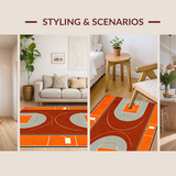 Ultra Soft Area Rug, Non Slip, Stain Resistant, Washable Area Rugs for Living Room, Bedroom, Retro Athletic Pattern Play(Brown)