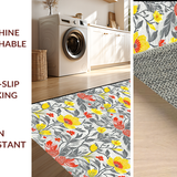 Ultra Soft Area Rug, Non Slip, Stain Resistant, Washable Area Rugs for Living Room, Bedroom, Bright Floral Eclectic Vibes(Gray)