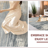 Ultra Soft Area Rug, Non Slip, Stain Resistant, Washable Area Rugs for Living Room, Bedroom, Elegant Rustic Abstract Design(Gray)