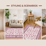 Ultra Soft Area Rug, Non Slip, Stain Resistant, Washable Area Rugs for Living Room, Bedroom, Serene Cottage Garden Look(White)