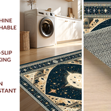 Ultra Soft Area Rug, Non Slip, Stain Resistant, Washable Area Rugs for Living Room, Bedroom, Mystical Crescent Stellar Aesthetic(Blue)