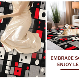 Ultra Soft Area Rug, Non Slip, Stain Resistant, Washable Area Rugs for Living Room, Bedroom, Quirky Black Geometric Motif(Black)