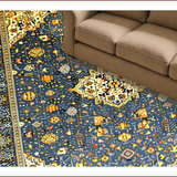 Ultra Soft Area Rug, Non Slip, Stain Resistant, Washable Area Rugs for Living Room, Bedroom, Neutral Toned Medallion Pattern(Blue)