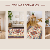 Ultra Soft Area Rug, Non Slip, Stain Resistant, Washable Area Rugs for Living Room, Bedroom, Boho Cream Multi High Traffic Living Room Rug(White)