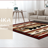 Ultra Soft Area Rug, Non Slip, Stain Resistant, Washable Area Rugs for Living Room, Bedroom, Rustic Earthy Bear Motif(Red)
