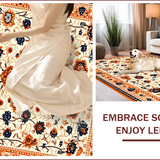 Ultra Soft Area Rug, Non Slip, Stain Resistant, Washable Area Rugs for Living Room, Bedroom, Vibrant Floral Bedroom High-Traffic Area Carpet(Ivory)